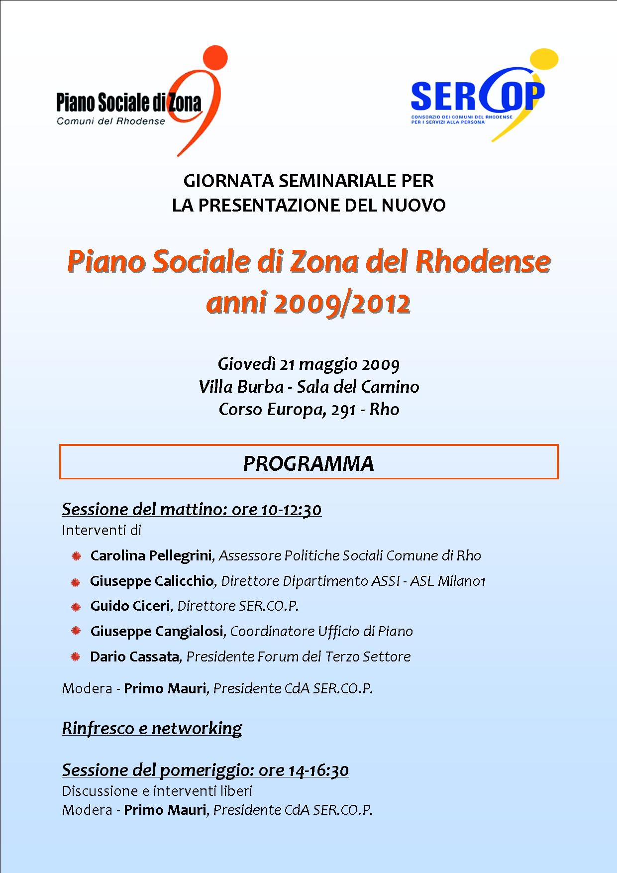 programma della giornata del 21 maggio 2009